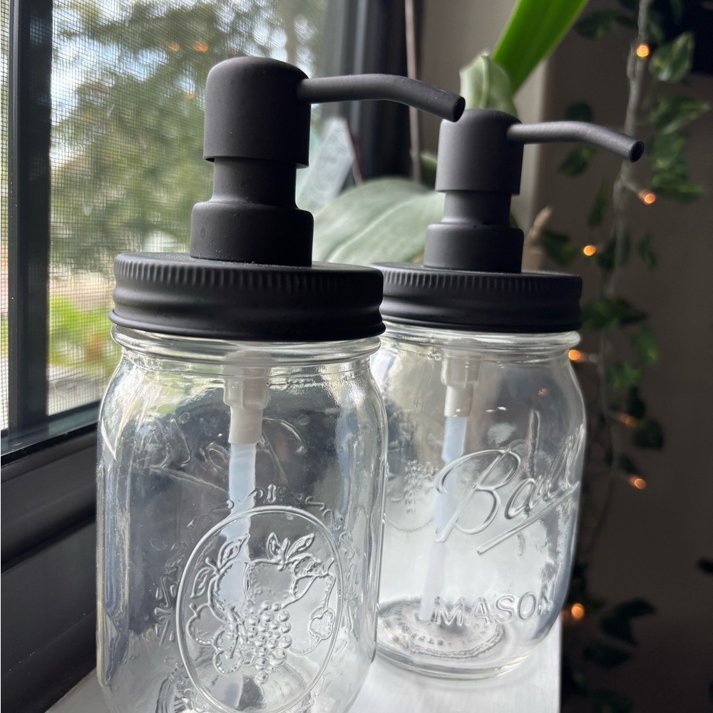 Mason Jar Soap Dispensers with Black Pump